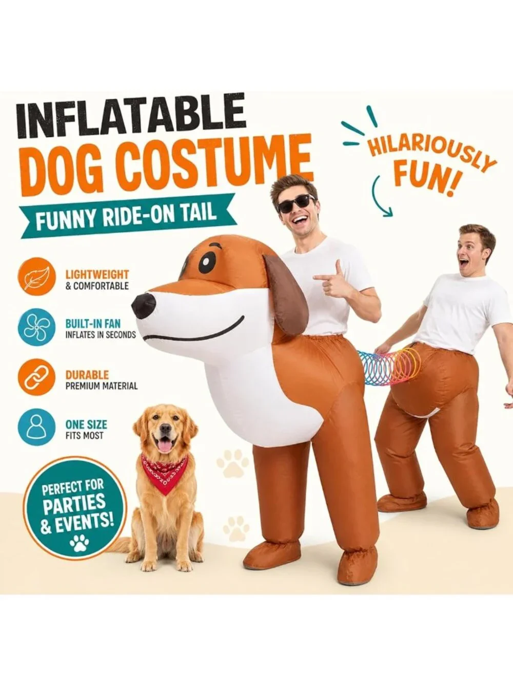 Inflatable Dachshund Dog Costume for Couples | Funny Matching Halloween Outfit
